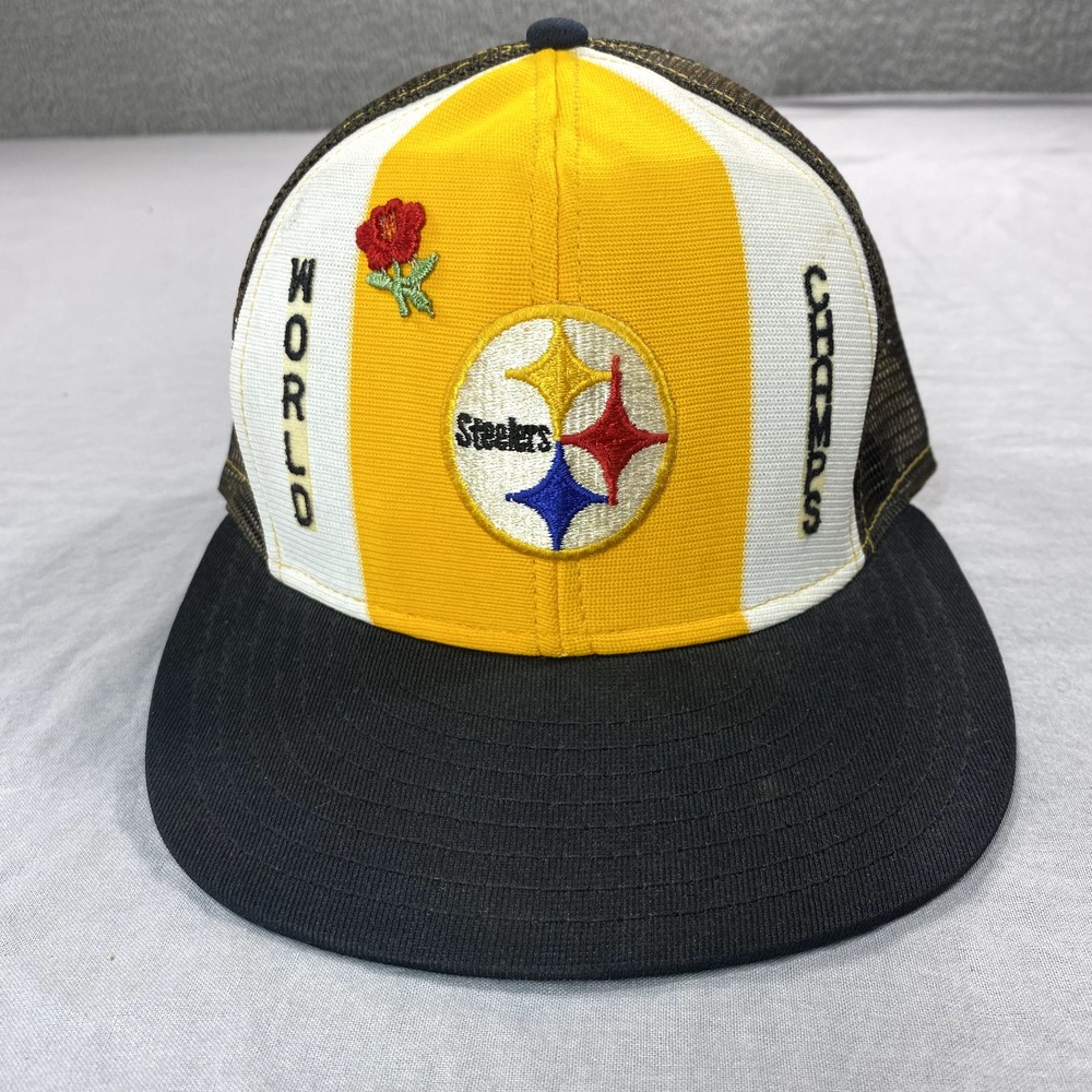 VINTAGE Pittsburgh Steelers AJD Lucky Stripes Hat Cap Snapback Trucker USA Champ